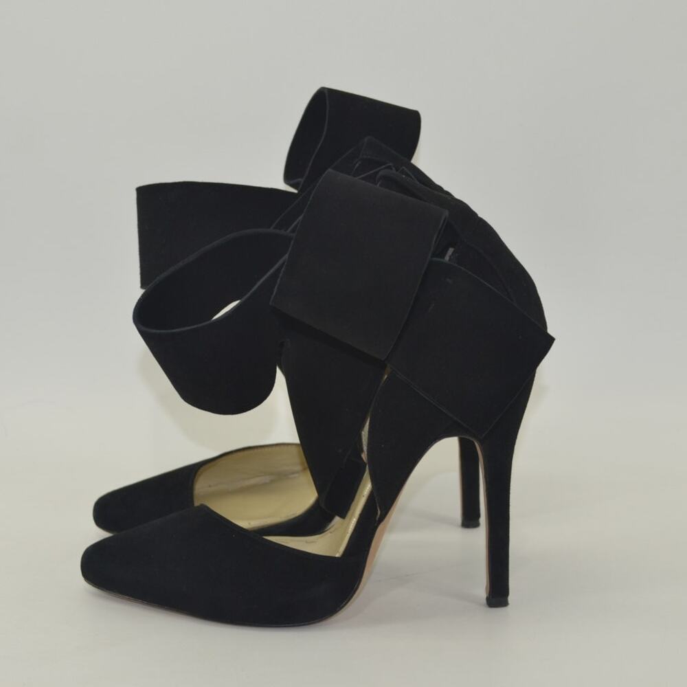 Aminah Abdul Jillil Black D'Orsay Oversize Bow Pump Ankle 9M - Picture 2 of 12